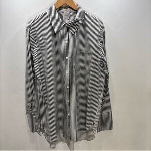 CAD Woman's Button-Down Cotton Striped Men’s Styled Shirt Dress Size Large Gray
